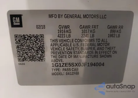 2018 Chevrolet Malibu Premier from USA, damaged, VIN 1G1ZE5SX0JF194004
